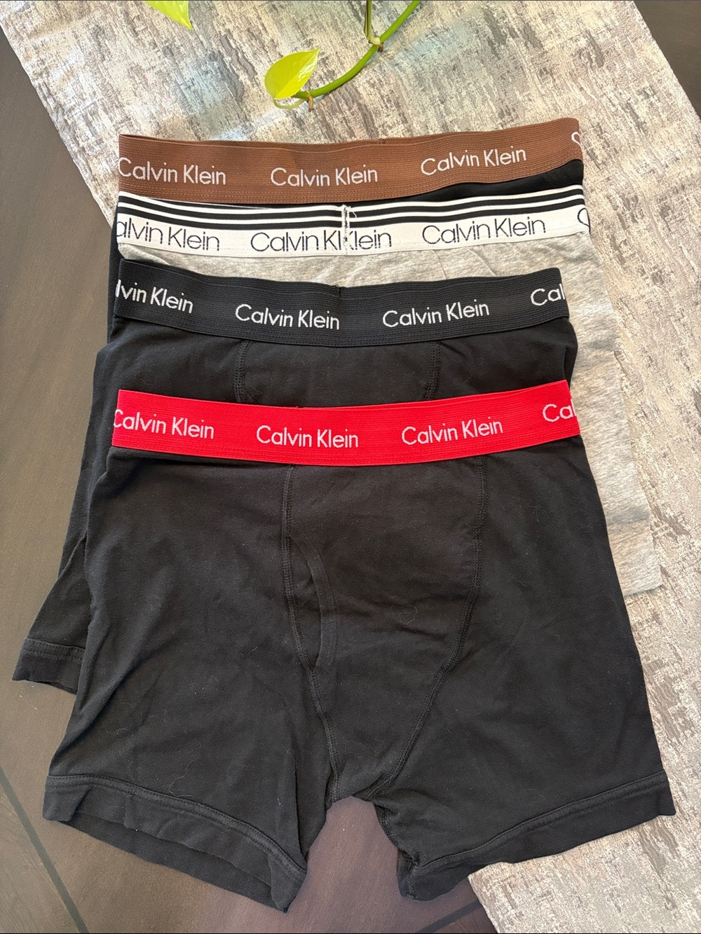 NWOT 4 Calvin Klein Men's Cotton Stretch Boxer Briefs - Black, Red, Brown, Gray
